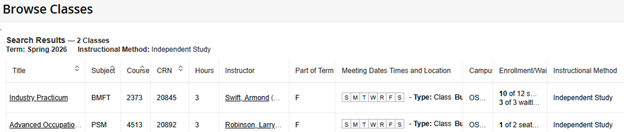 Screenshot of Independent Study details. Screenshot of Independent Study details.